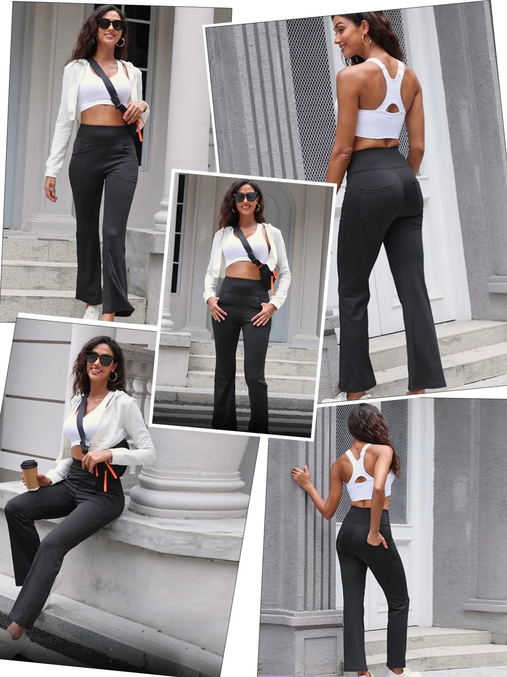 Womens Yoga Pants Flare Legging with Pockets Bootcut High Waist Lightweight Bottoms Workout Activewear Purple M