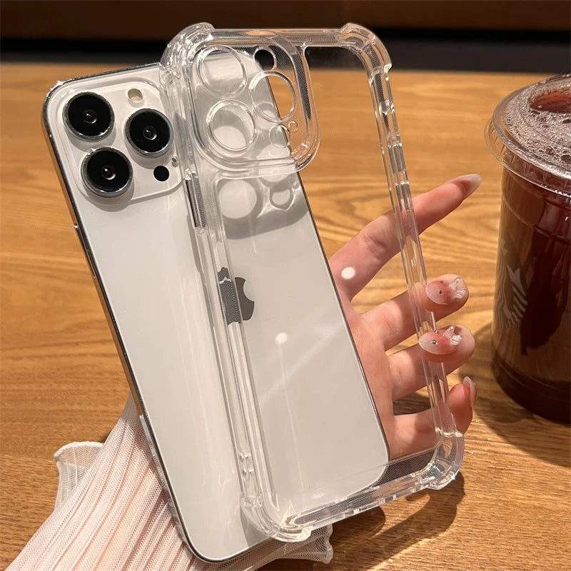 Luxury Shockproof Transparent Case for Iphone 17 16 15 14 13 12 11 Pro Max 16E 7 8 plus Bumper Cases Cover