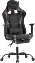 Camo Gaming Office Chair - Ergonomic PU Leather W/Lumbar Support & Footrest，Rolling Swivel