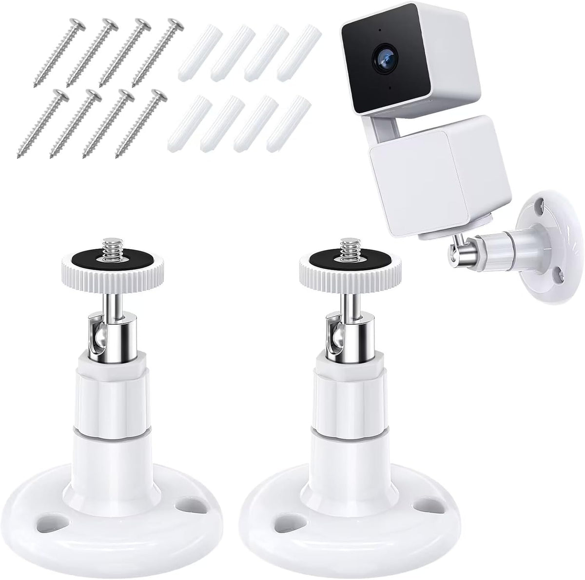 Wall Mount Kit for Wyze Cam Pan V3/ Wyze Cam V4/V3 - 2 Pack White | 360 Degree Swivel Adjustable Bracket, Camera Mount for Wyze Cam Outdoor/Indoor Accessories, Others Camera with Same Interface
