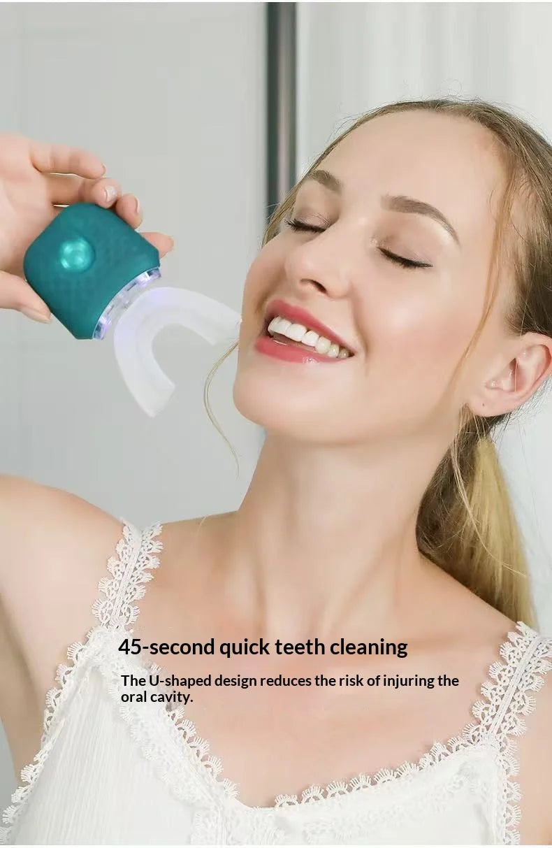 Adult U-Shaped Electric Toothbrush 360° Intelligent Cleaning USB Rechargeable Automatic Toothbrush