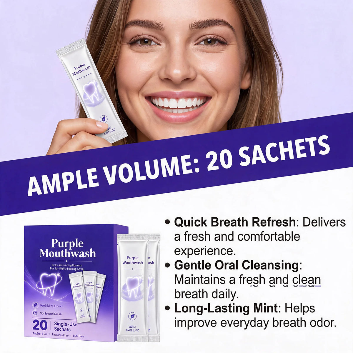 20 Pieces Mouthwash Deeply Cleaning Fresh Breath Improve Oral Environment For Gums Care Travel Convenient Carry Mouthwash Liquid