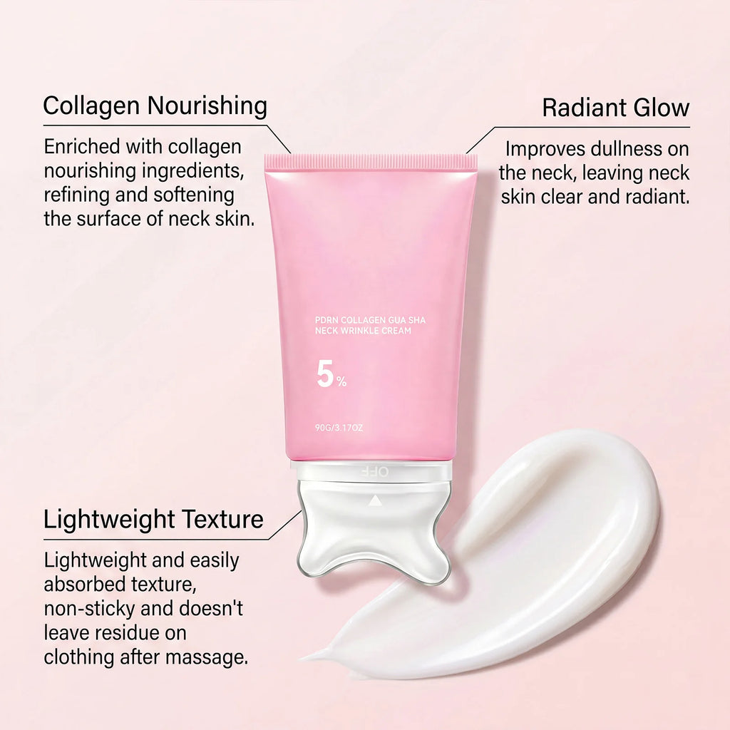 PDRN Collagen Gua Sha Neck Wrinkle Cream Firming Lifting Smooth Neck Fine Lines Hydrating Elasticity Repair Neck Skin Care Kit