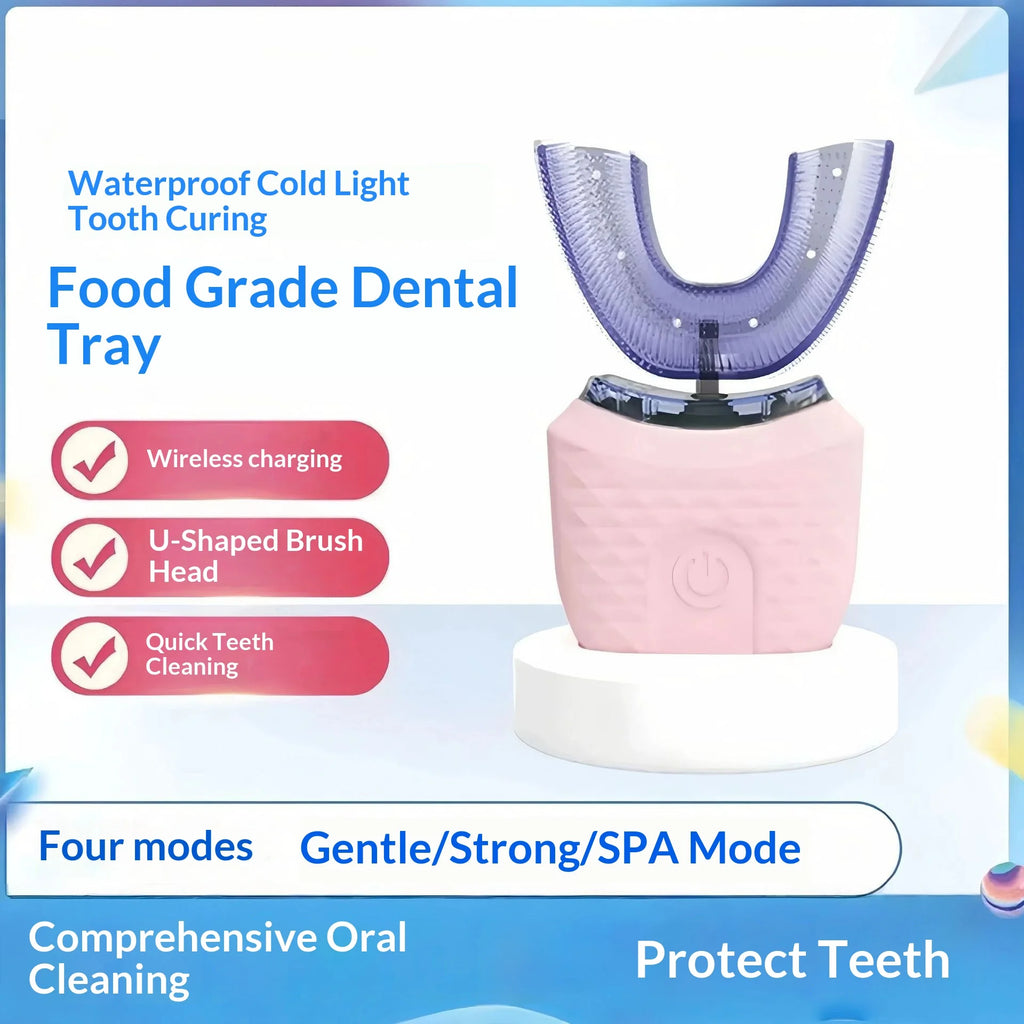 Adult U-Shaped Electric Toothbrush 360° Intelligent Cleaning USB Rechargeable Automatic Toothbrush