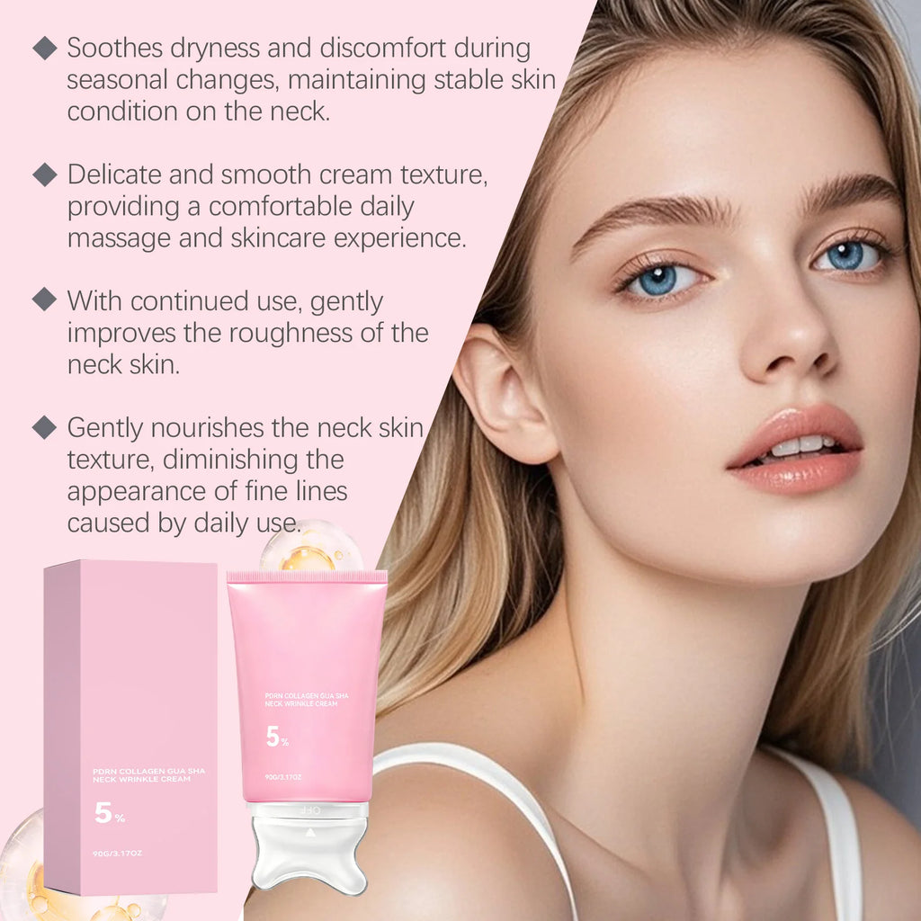 PDRN Collagen Gua Sha Neck Wrinkle Cream Firming Lifting Smooth Neck Fine Lines Hydrating Elasticity Repair Neck Skin Care Kit