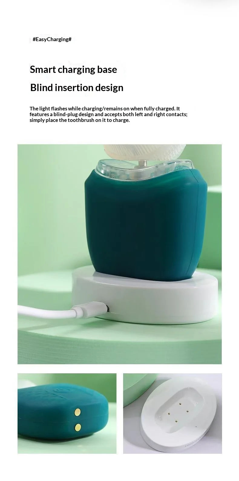 Adult U-Shaped Electric Toothbrush 360° Intelligent Cleaning USB Rechargeable Automatic Toothbrush