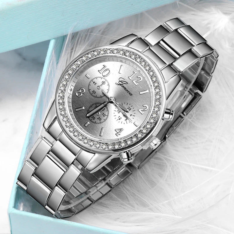 Women'S Watches Geneva Classic Luxury Rhinestone Watch Women Watches Ladies Fashion Gold Watch Clock Reloj Mujer Montre Femme
